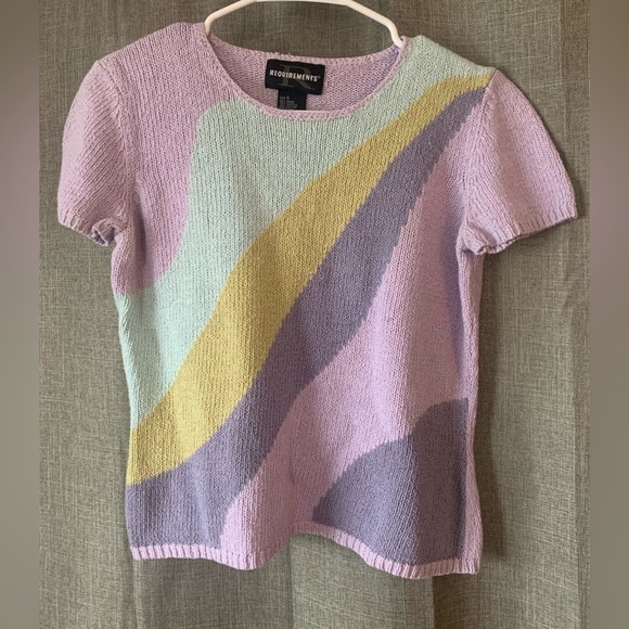 Requirements Vintage Short Sleeve Groovy Sweater Purple Women’s Small - Picture 1 of 3